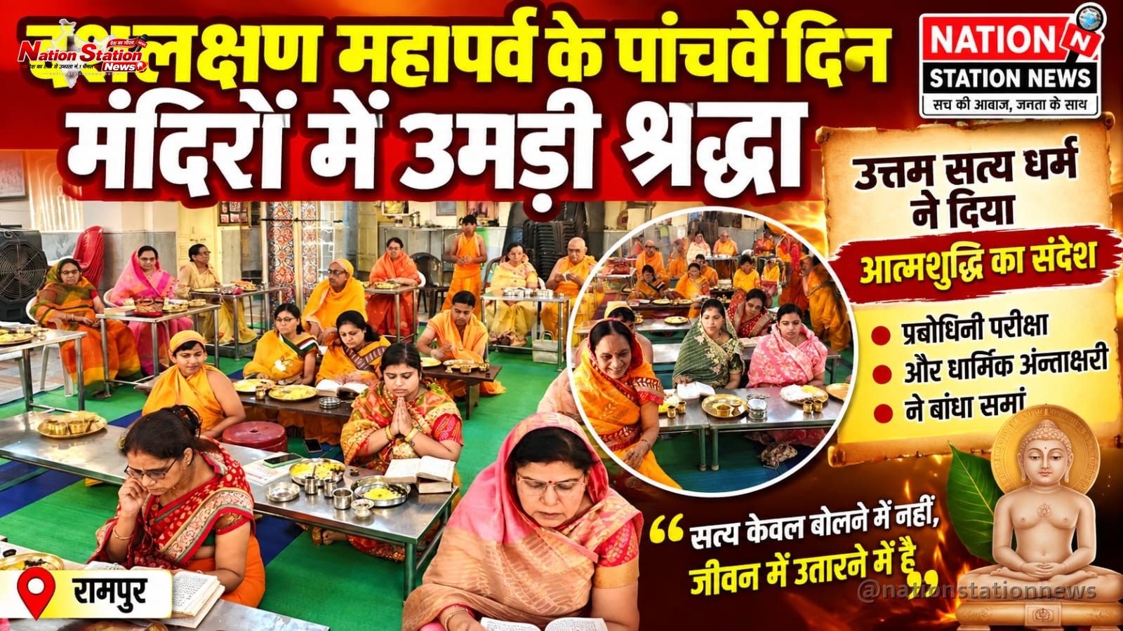 उत्तम सत्य धर्म ने दिया आत्मशुद्धि और आत्ममंथन का संदेश, दशलक्षण महापर्व के पांचवें दिन मंदिरों में उमड़ी श्रद्धा
