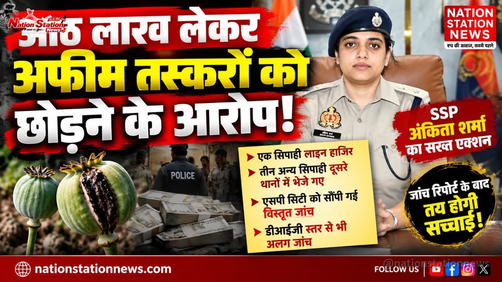 आठ लाख लेकर अफीम तस्करों को छोड़ने के आरोपों पर कार्रवाई, जांच तेज